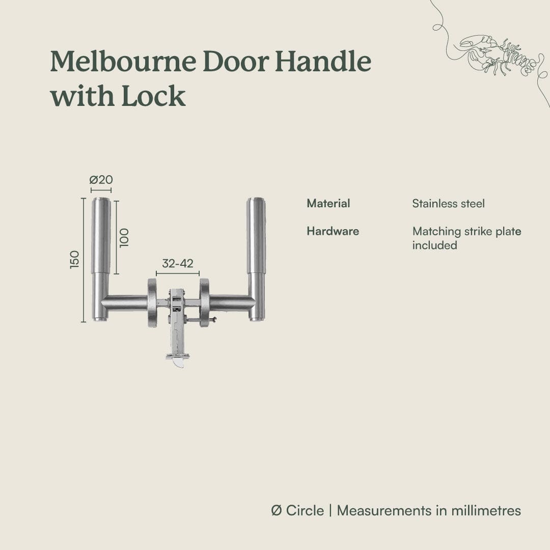 TileCloud TAPWARE Melbourne Door Handle with Lock Antique Brass