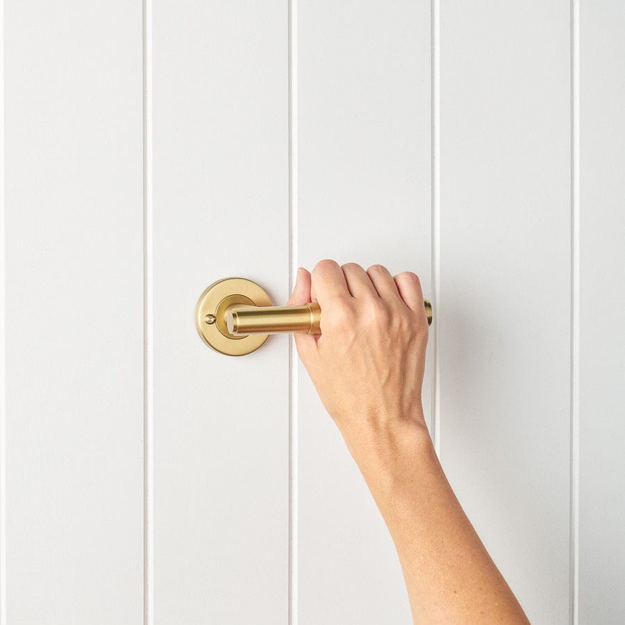 TileCloud TAPWARE Melbourne Door Handle with Lock Brushed Brass