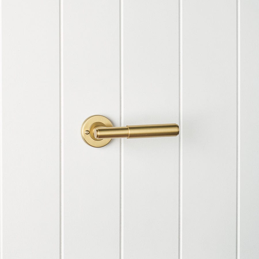 TileCloud TAPWARE Melbourne Door Handle with Lock Brushed Brass