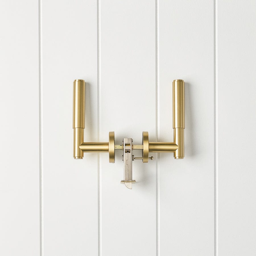 TileCloud TAPWARE Melbourne Door Handle with Lock Brushed Brass