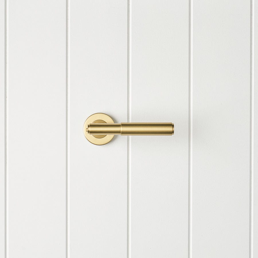 TileCloud TAPWARE Melbourne Door Handle with Lock Brushed Brass