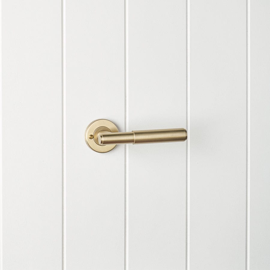 TileCloud TAPWARE Melbourne Door Handle with Lock Warm Brushed Nickel