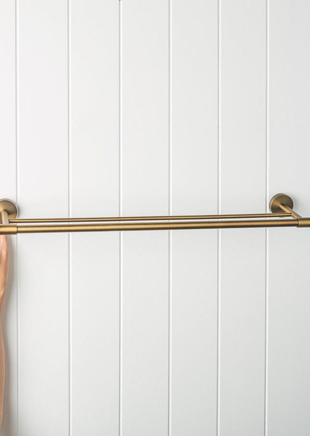 TileCloud TAPWARE Melbourne Double Towel Rail Antique Brass 630mm