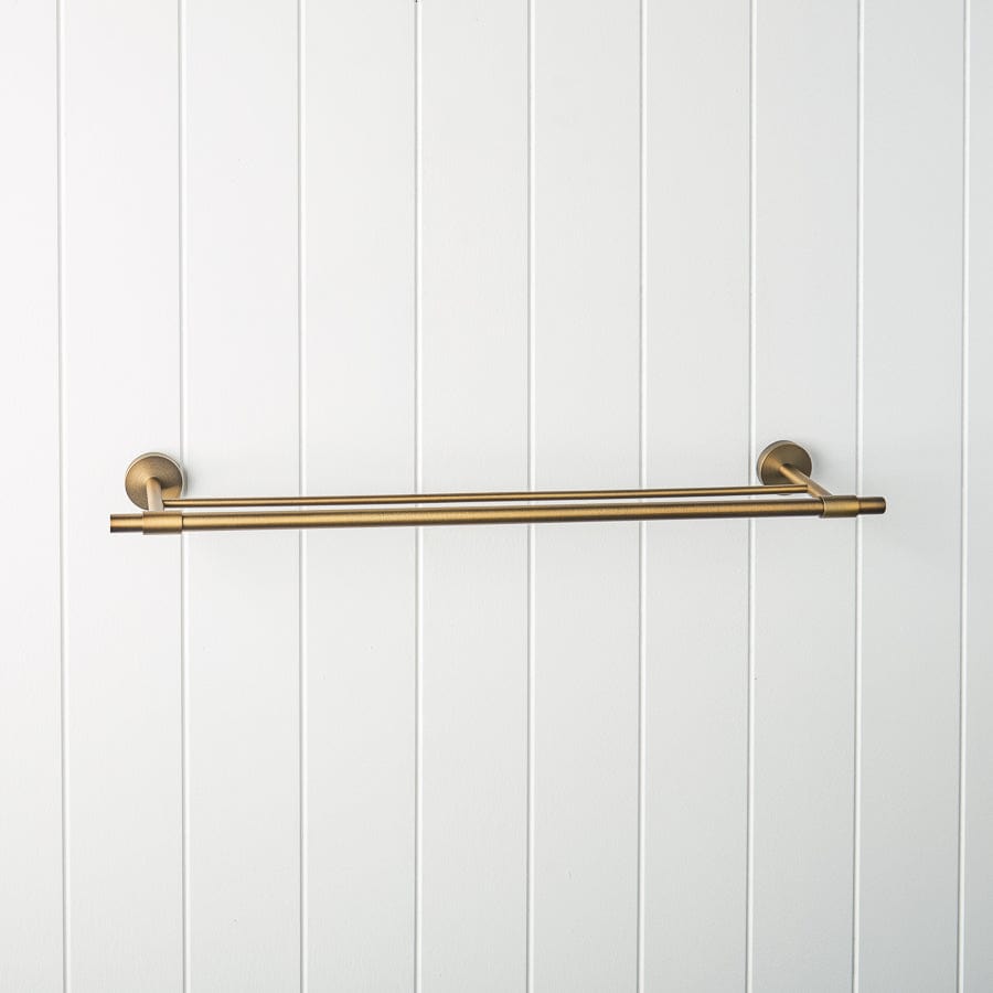 TileCloud TAPWARE Melbourne Double Towel Rail Antique Brass 630mm