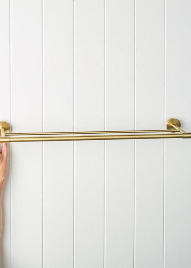 TileCloud TAPWARE Melbourne Double Towel Rail Brushed Brass 630mm