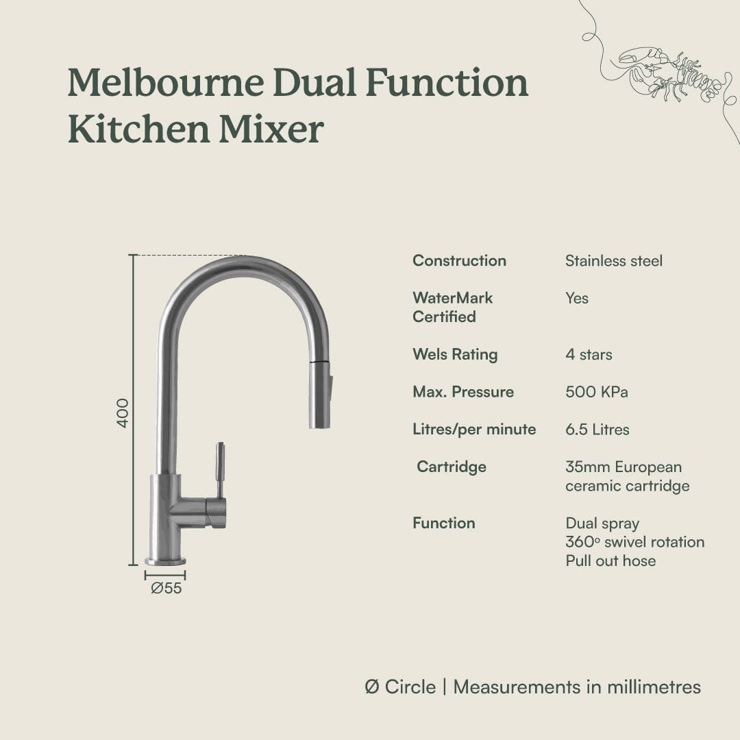 Yabby TAPWARE Melbourne Dual Function Kitchen Mixer Antique Brass