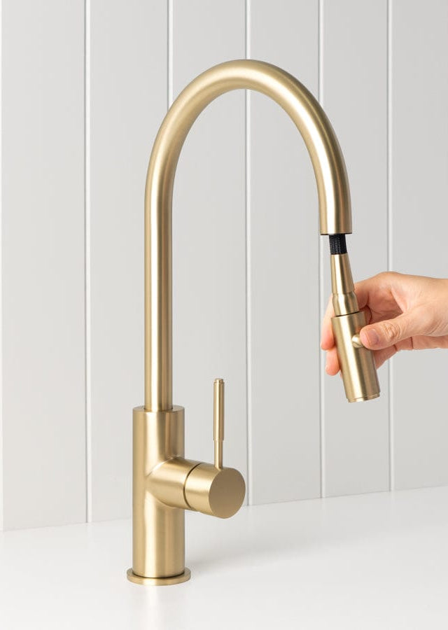 TileCloud TAPWARE Melbourne Dual Function Kitchen Mixer Brushed Brass