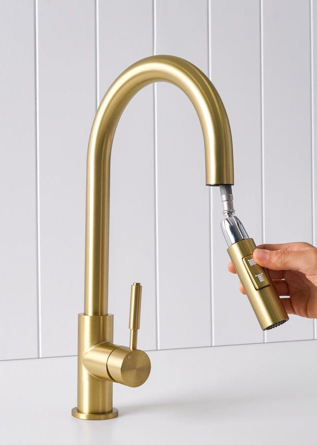 Yabby TAPWARE Melbourne Dual Function Kitchen Mixer Brushed Brass