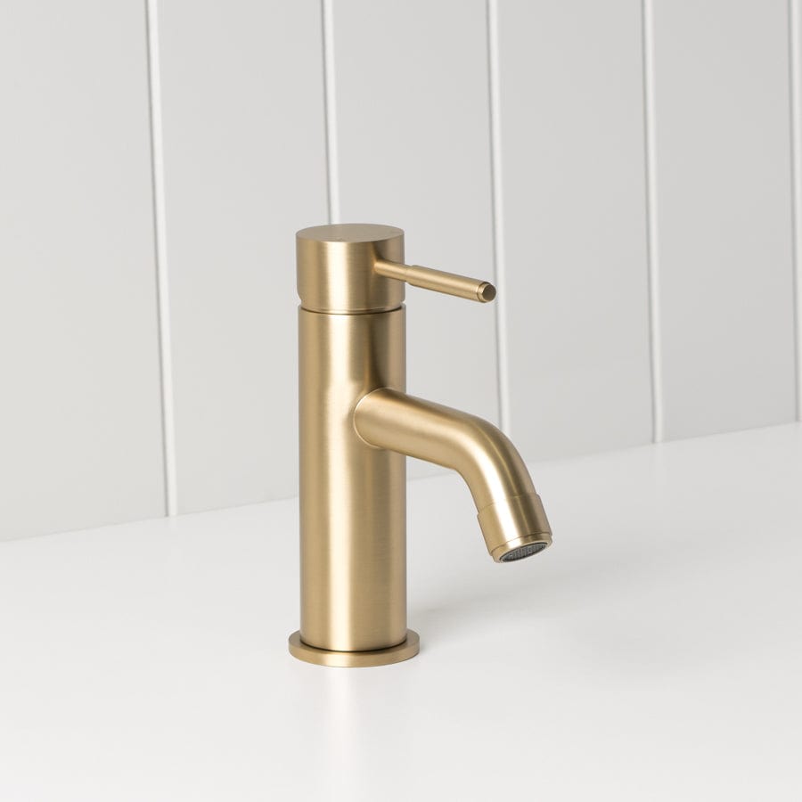 TileCloud TAPWARE Melbourne Short Basin Mixer Brushed Brass