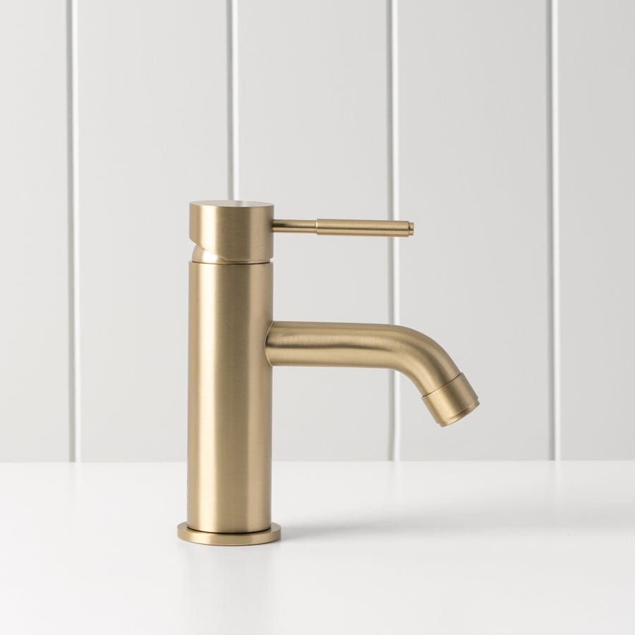 TileCloud TAPWARE Melbourne Short Basin Mixer Brushed Brass