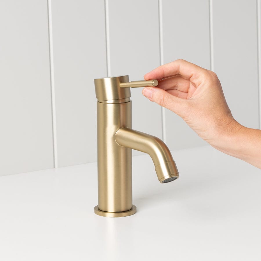 TileCloud TAPWARE Melbourne Short Basin Mixer Brushed Brass