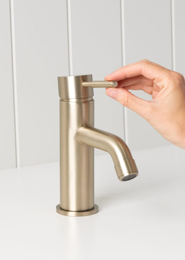 TileCloud TAPWARE Melbourne Short Basin Mixer Warm Brushed Nickel