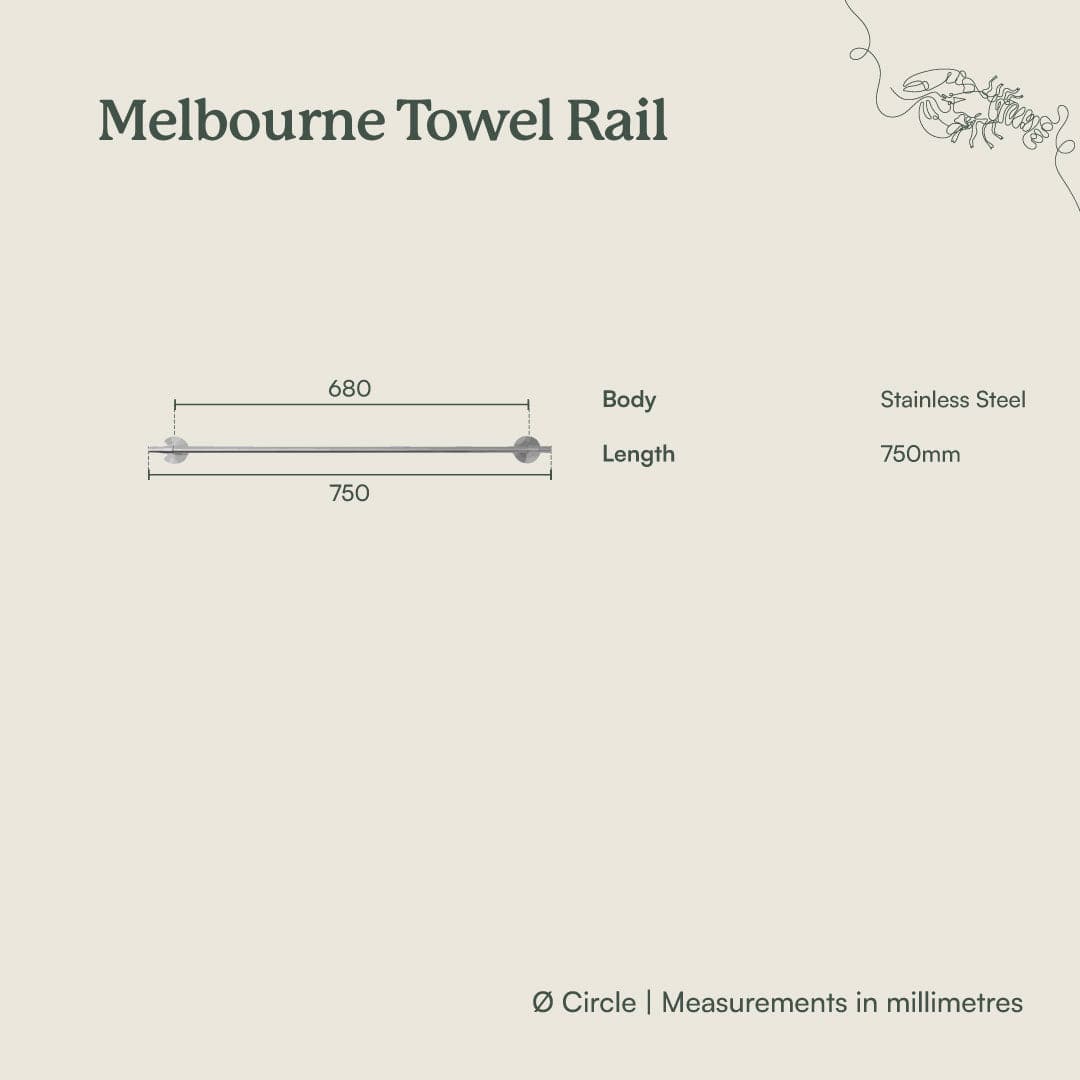 TileCloud TAPWARE Melbourne Towel Rail Warm Brushed Nickel