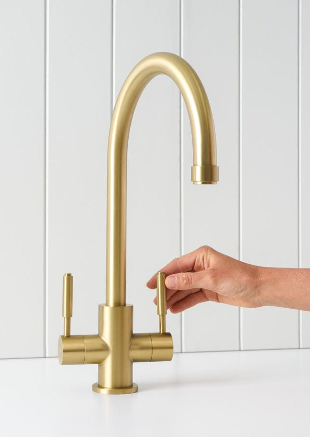 Yabby TAPWARE Melbourne Twin Tap Kitchen Mixer Brushed Brass