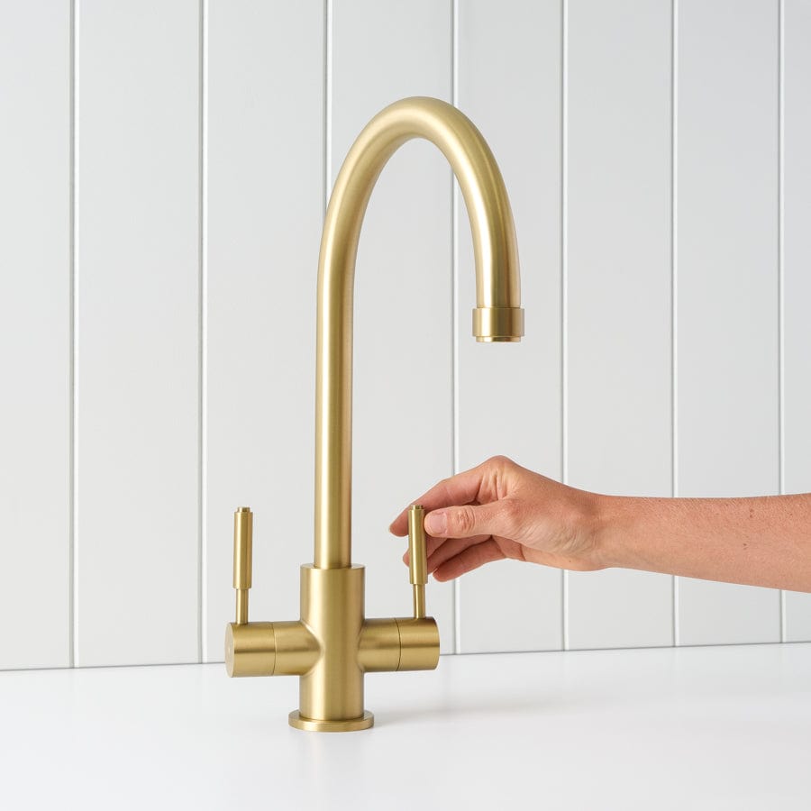 Yabby TAPWARE Melbourne Twin Tap Kitchen Mixer Brushed Brass