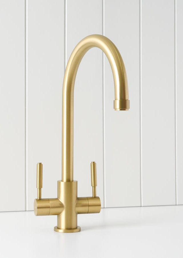 Yabby TAPWARE Melbourne Twin Tap Kitchen Mixer Brushed Brass