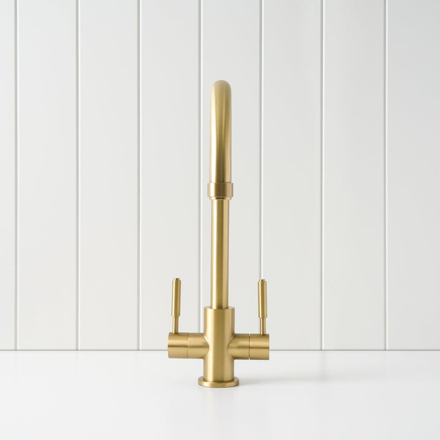 Yabby TAPWARE Melbourne Twin Tap Kitchen Mixer Brushed Brass