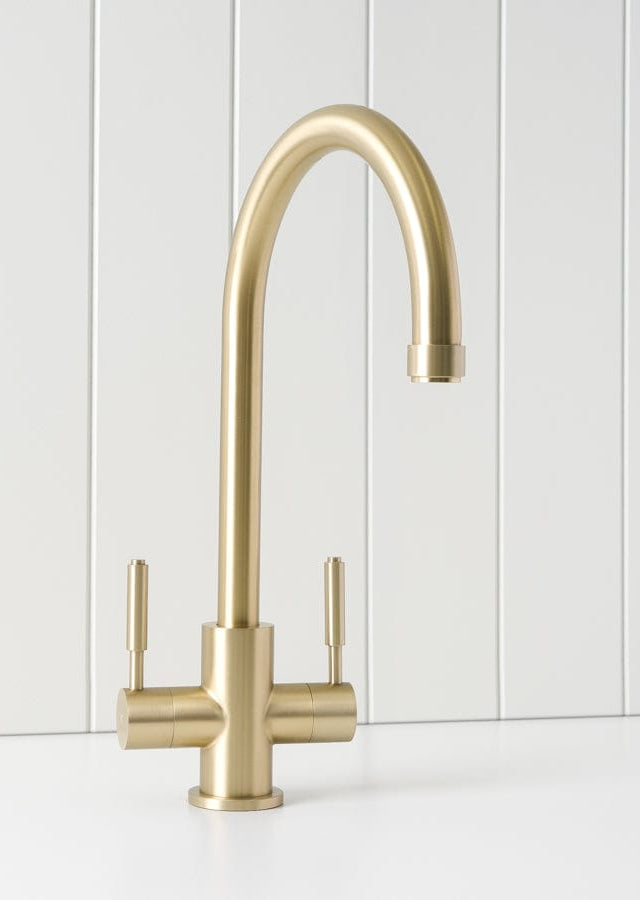 Yabby TAPWARE Melbourne Twin Tap Kitchen Mixer Warm Brushed Nickel