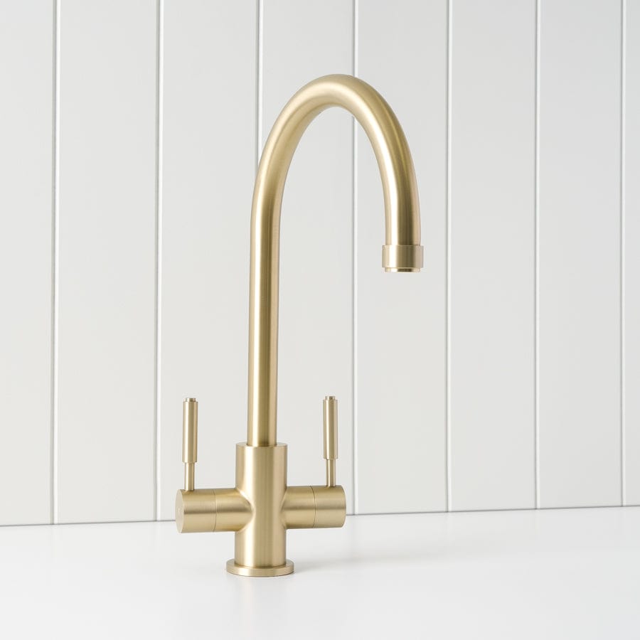 Yabby TAPWARE Melbourne Twin Tap Kitchen Mixer Warm Brushed Nickel