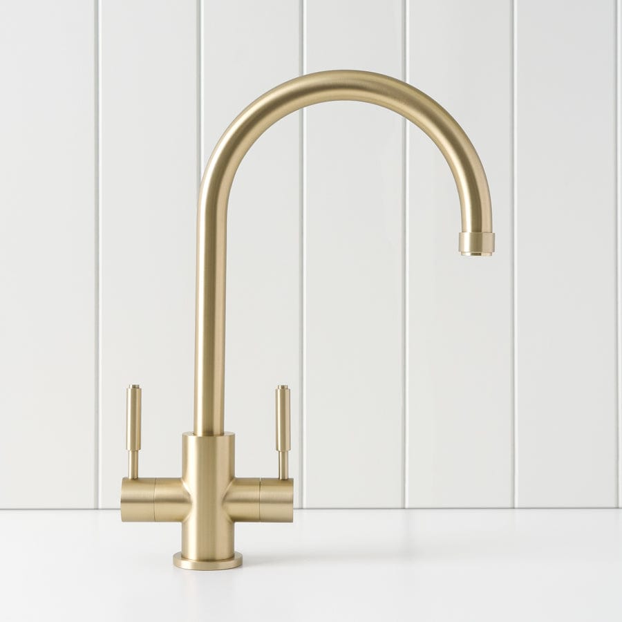 Yabby TAPWARE Melbourne Twin Tap Kitchen Mixer Warm Brushed Nickel