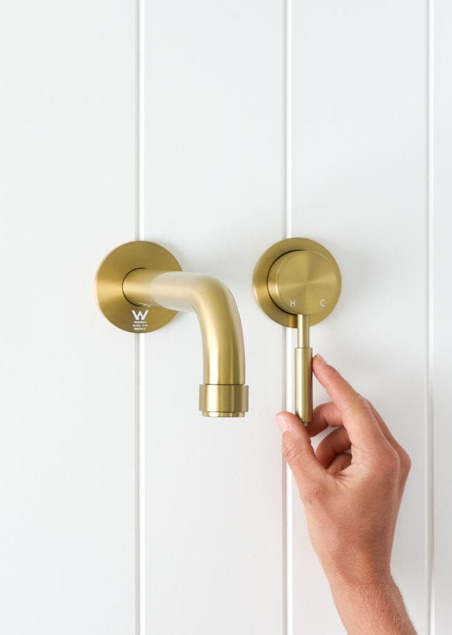 Yabby TAPWARE Melbourne Wall Spout + Mixer Brushed Brass