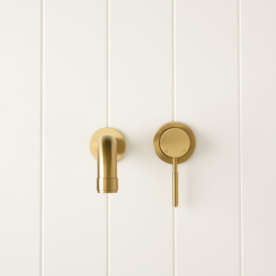 TileCloud TAPWARE Melbourne Wall Spout + Wall Mixer Brushed Brass