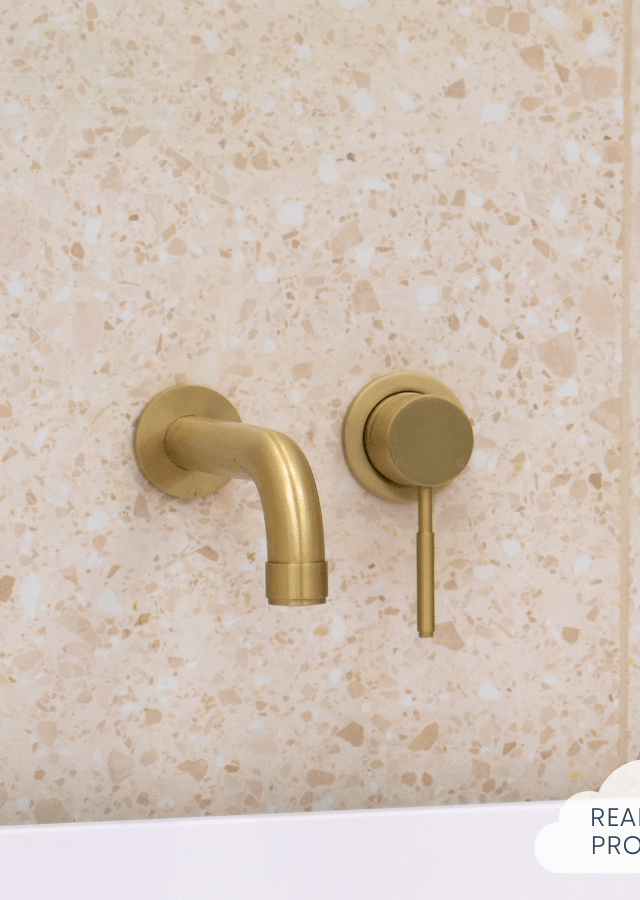 TileCloud TAPWARE Melbourne Wall Spout + Wall Mixer Brushed Brass