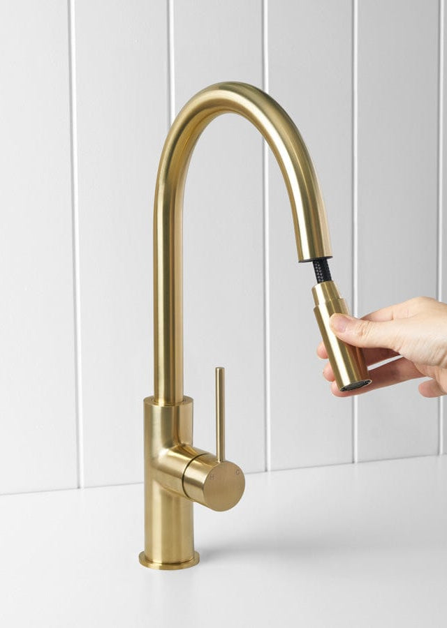 Yabby TAPWARE Pullout kitchen Mixer Brushed Brass