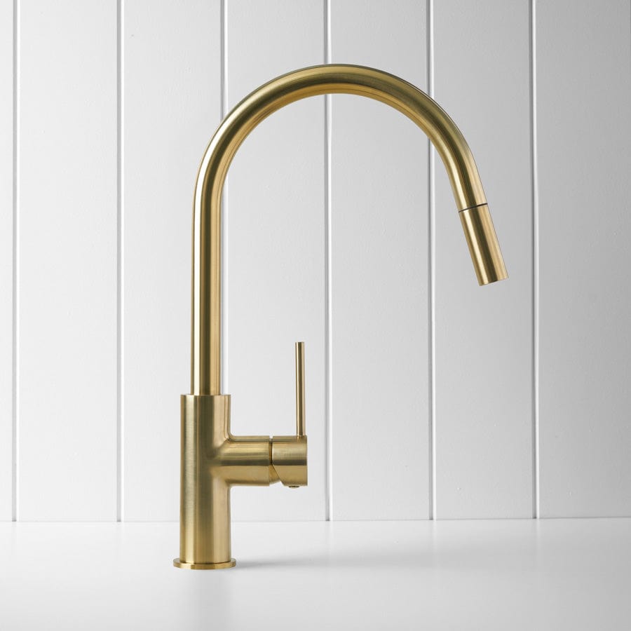 Yabby TAPWARE Pullout kitchen Mixer Brushed Brass