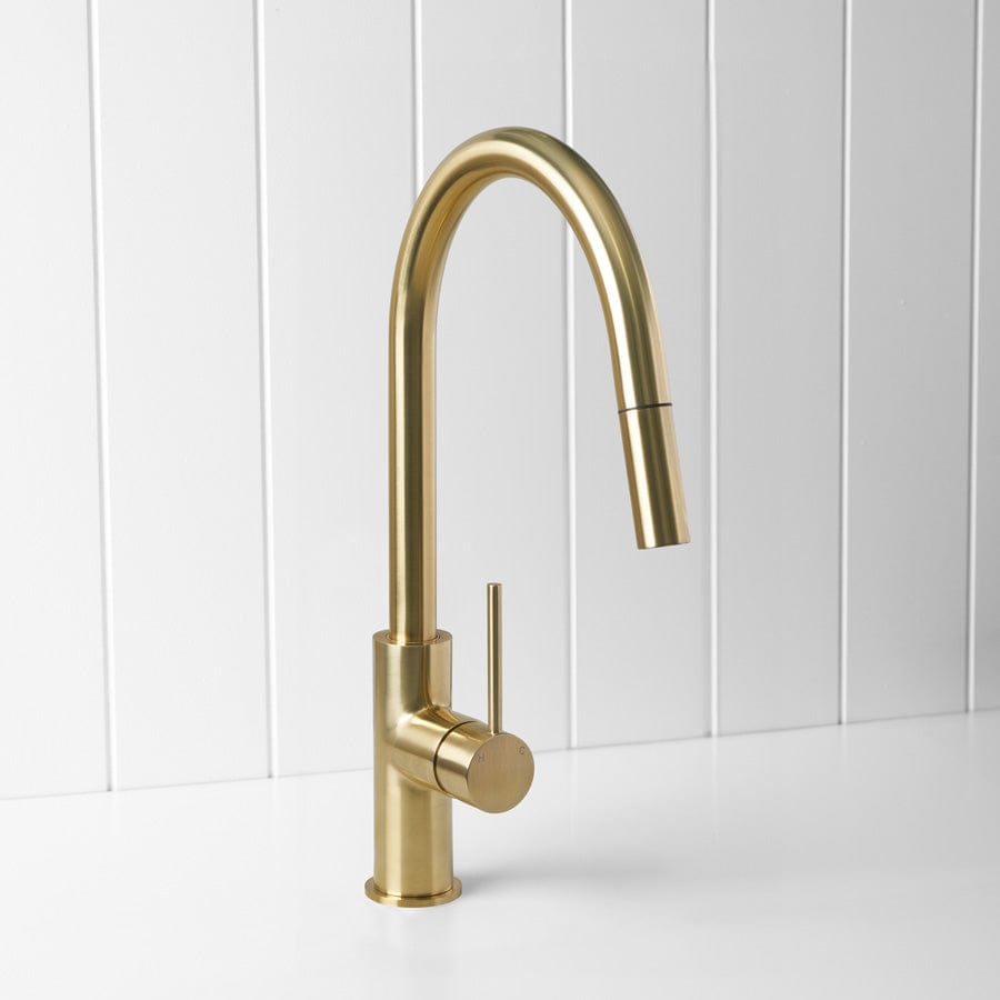 Yabby TAPWARE Pullout kitchen Mixer Brushed Brass