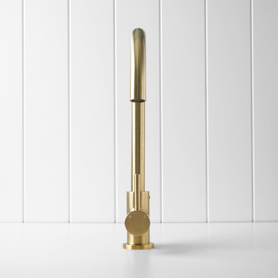 Yabby TAPWARE Round Kitchen Mixer Brushed Brass