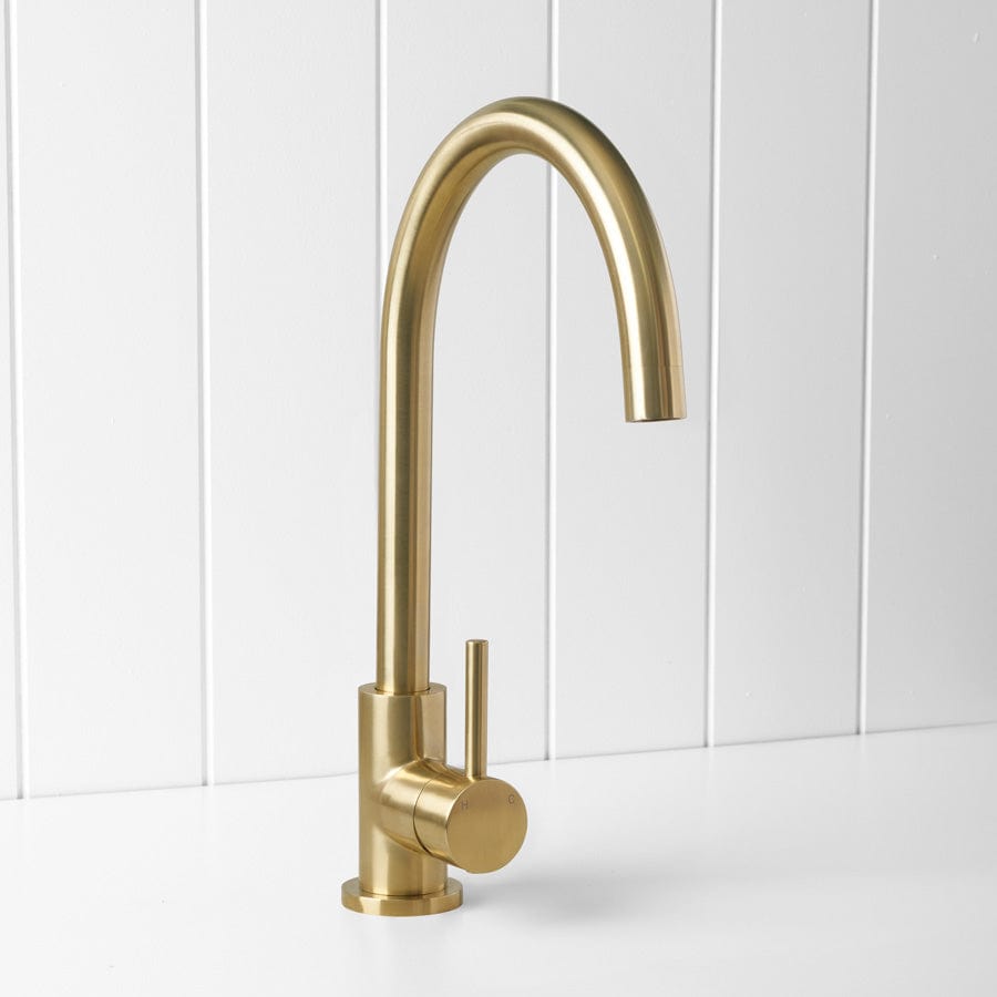 Yabby TAPWARE Round Kitchen Mixer Brushed Brass