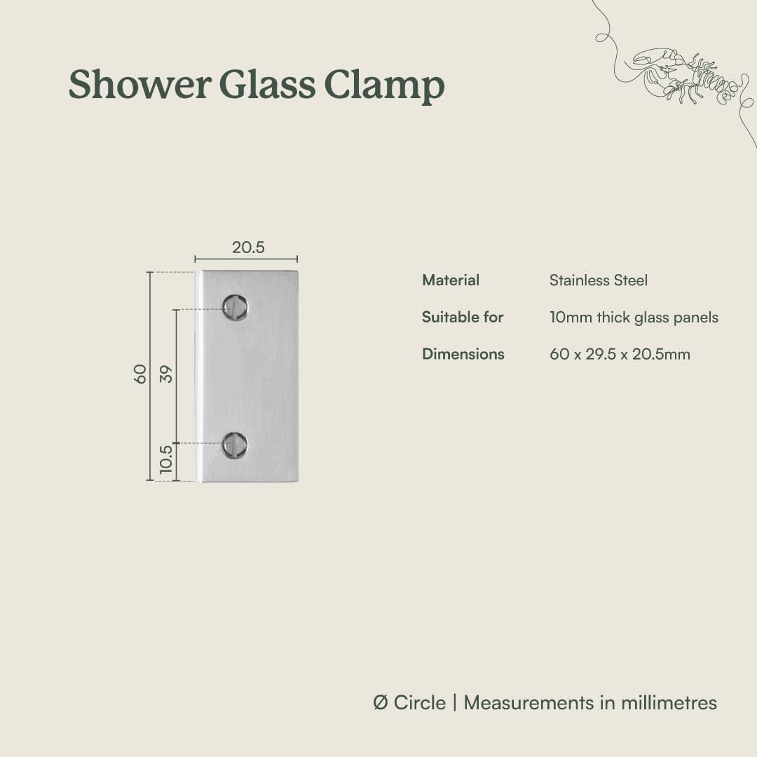 Yabby TAPWARE Shower Glass Clamp Brushed Brass