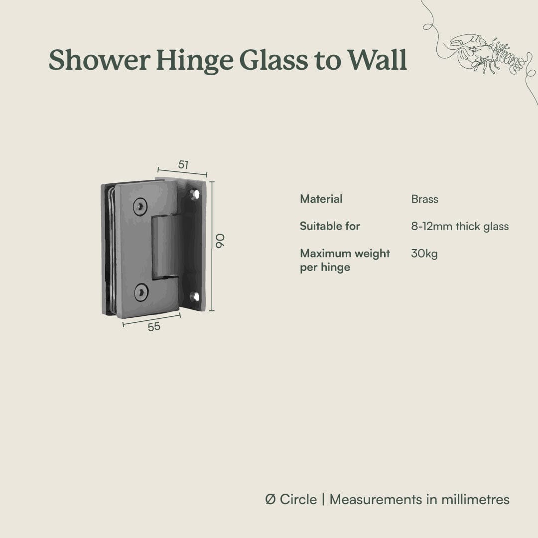 Yabby TAPWARE Shower Hinge Glass to Wall Warm Brushed Nickel