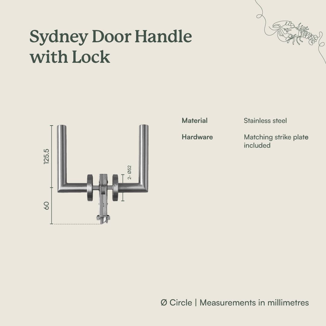 TileCloud TAPWARE Sydney Door Handle with Lock Antique Brass