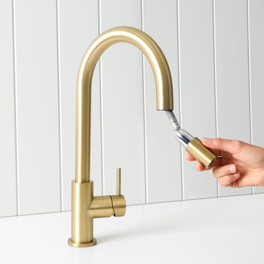 Yabby TAPWARE Sydney Pullout Kitchen Mixer Brushed Brass