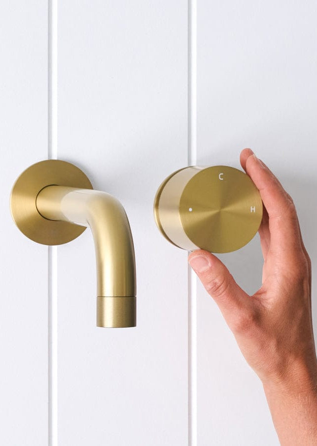 Yabby TAPWARE Sydney Wall Spout + Progressive Mixer Brushed Brass