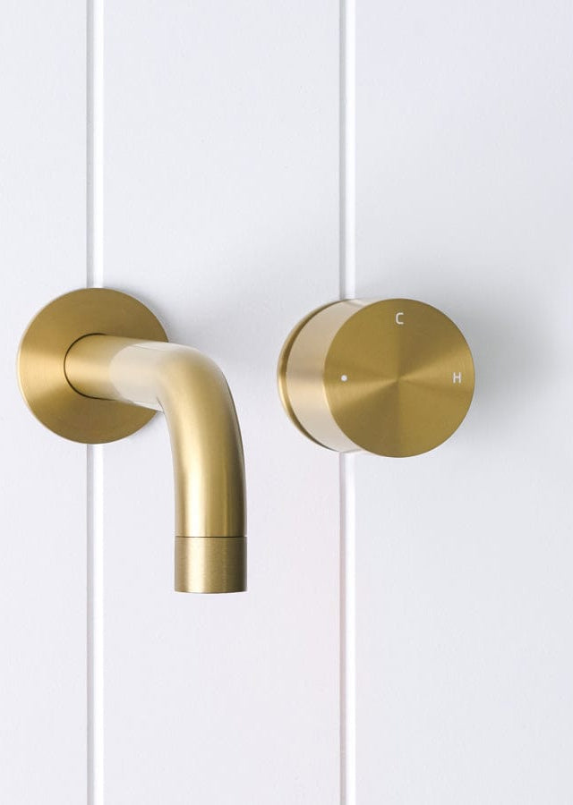 Yabby TAPWARE Sydney Wall Spout + Progressive Mixer Brushed Brass