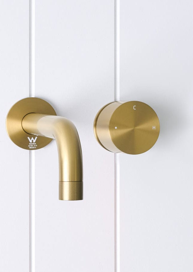 Yabby TAPWARE Sydney Wall Spout + Progressive Mixer Brushed Brass