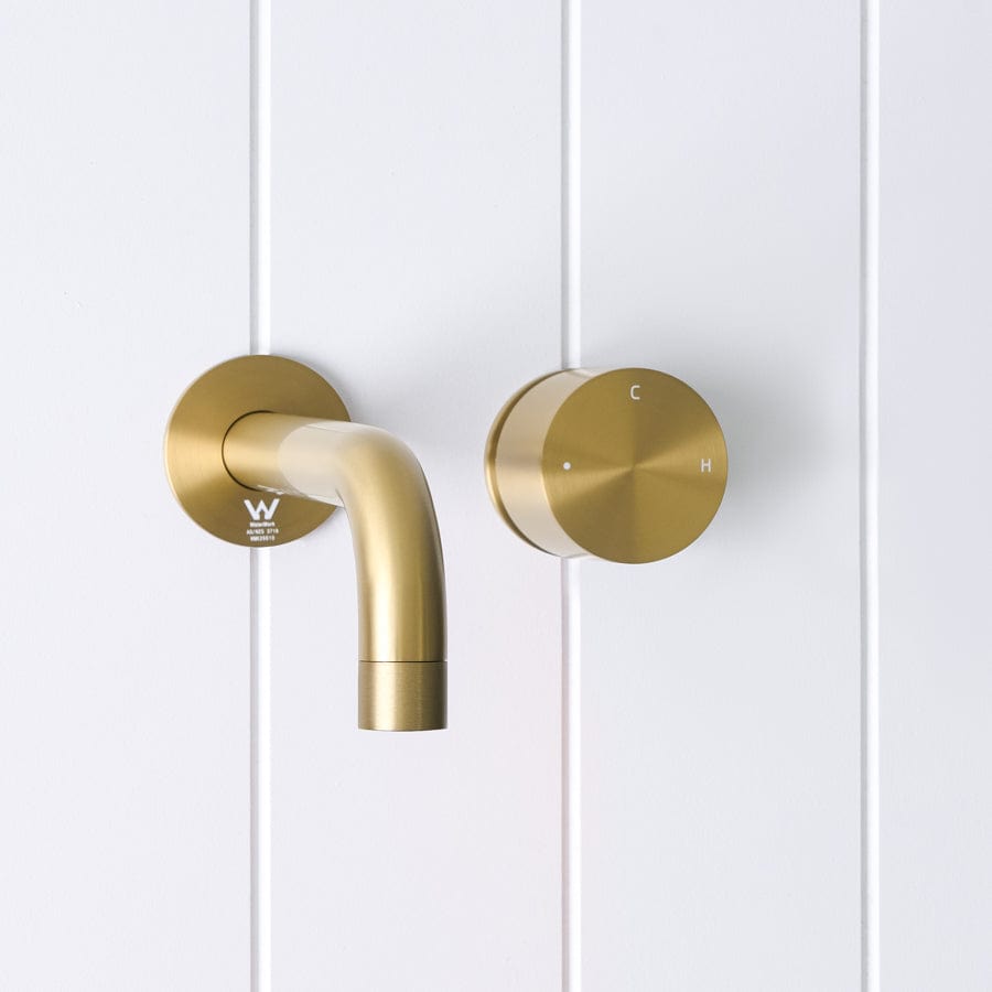 Yabby TAPWARE Sydney Wall Spout + Progressive Mixer Brushed Brass