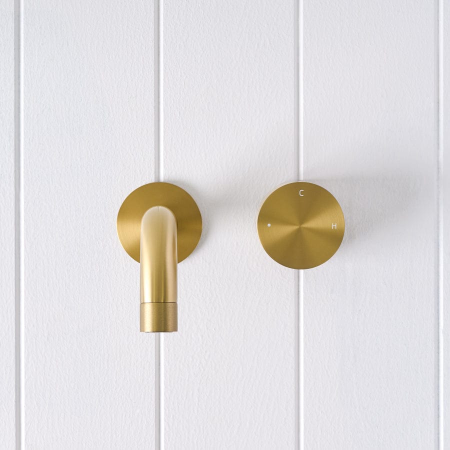 Yabby TAPWARE Sydney Wall Spout + Progressive Mixer Brushed Brass