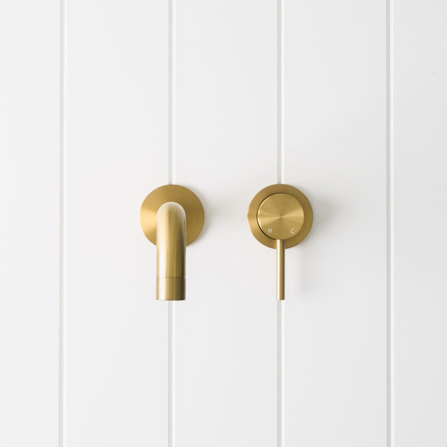 Yabby TAPWARE Sydney Wall Spout + Wall Mixer Brushed Brass