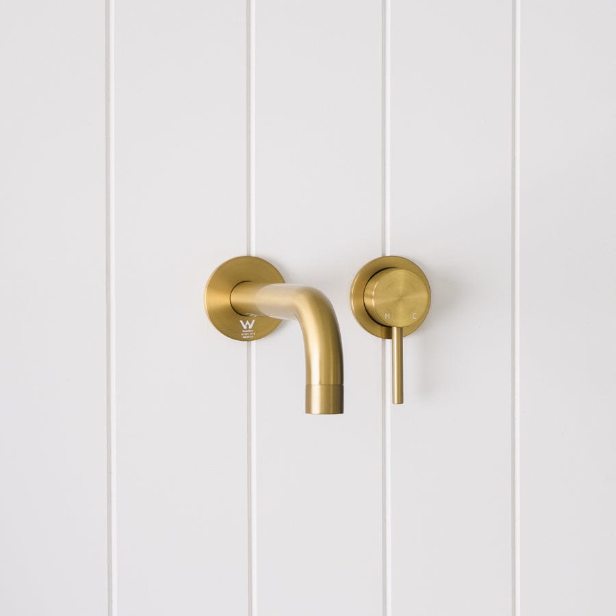 Yabby TAPWARE Sydney Wall Spout + Wall Mixer Brushed Brass