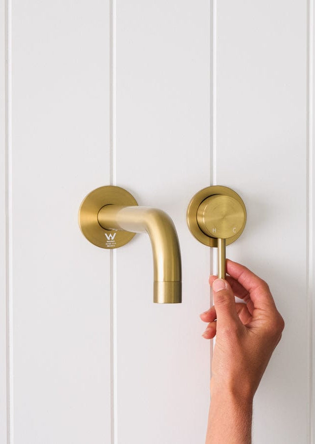 Yabby TAPWARE Sydney Wall Spout + Wall Mixer Brushed Brass