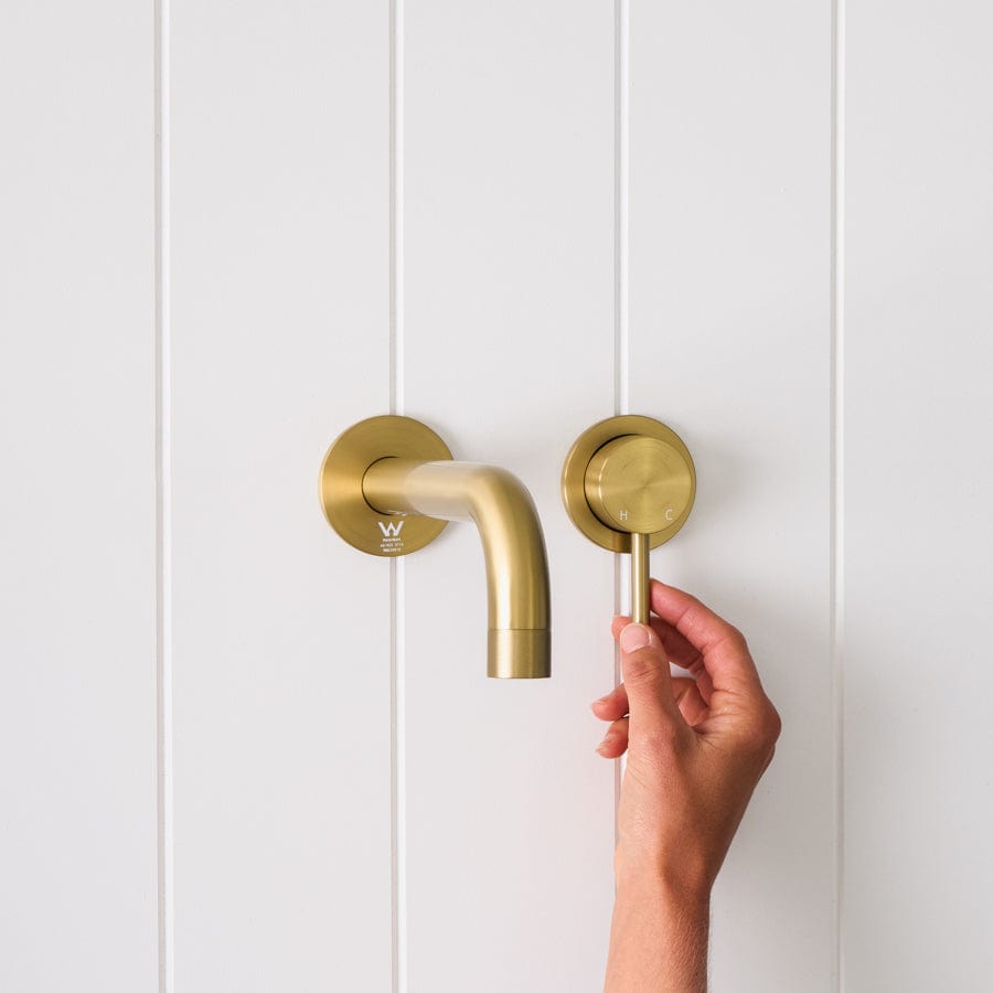 Yabby TAPWARE Sydney Wall Spout + Wall Mixer Brushed Brass