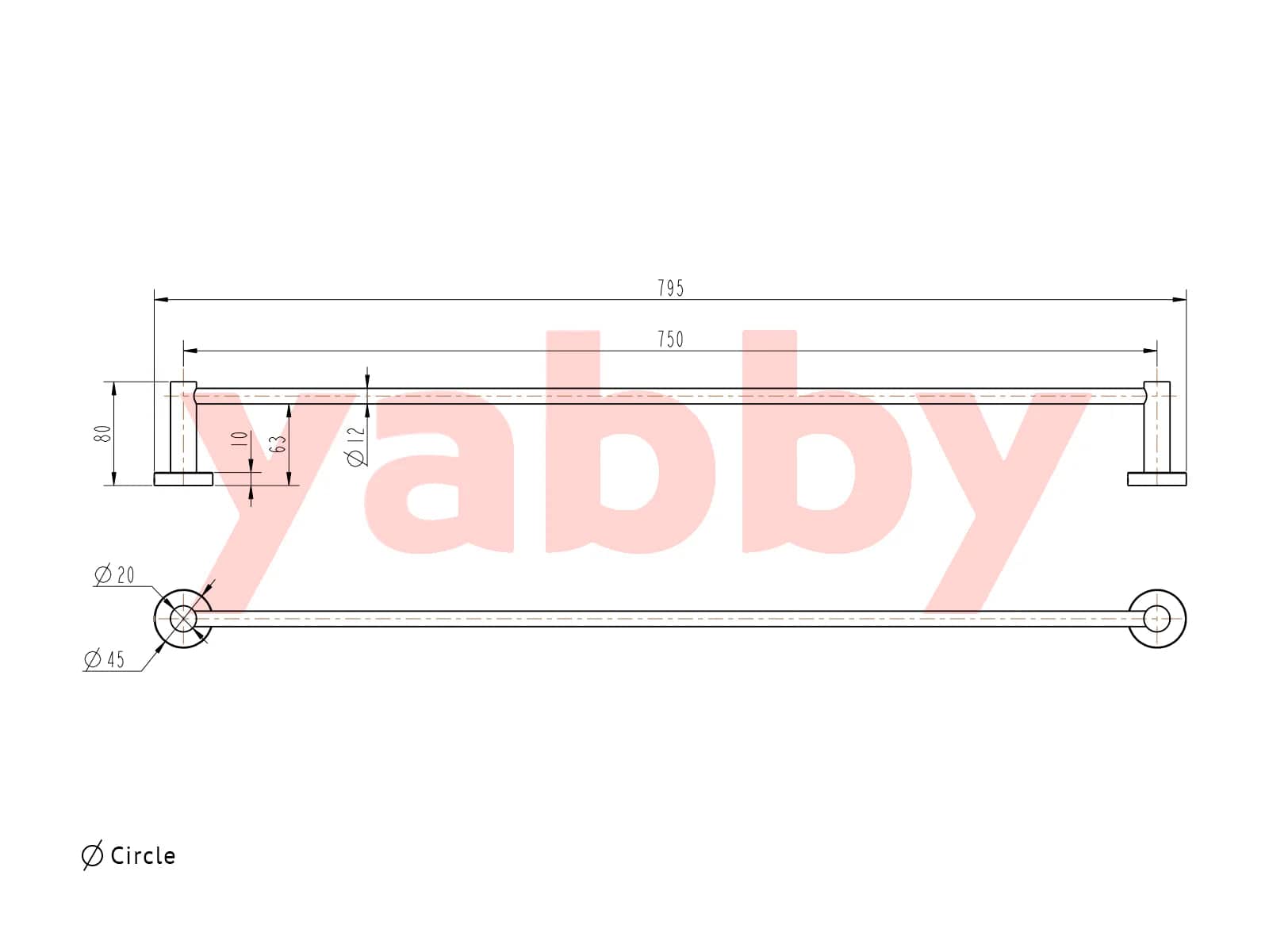 Yabby TAPWARE Towel Rail Gunmetal