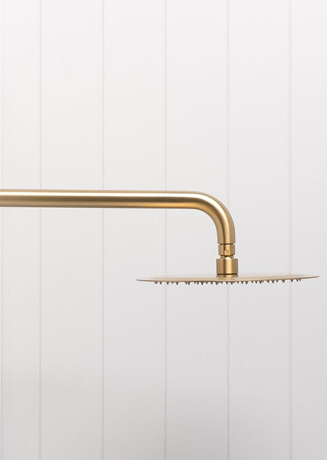 TileCloud TAPWARE Wall Shower Arm and Head Brushed Brass 250mm