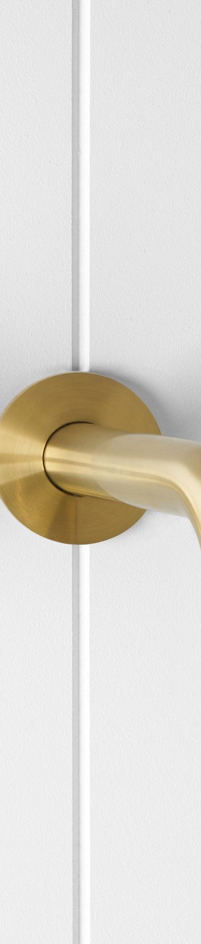 Yabby TAPWARE Wall spout + Cross taps Brushed Brass