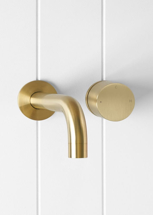 Yabby TAPWARE Wall Spout + Progressive Wall Mixer Brushed Brass