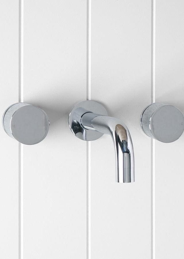 Yabby TAPWARE Wall Spout + Round Wall Taps Chrome